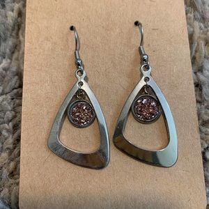 Stainless steel Druzy Triangle Earrrings
